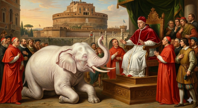 Słoń-Annone-przed-papieżem-Leonem-X Annone – słoń papieża Leona X Medyceusza 1