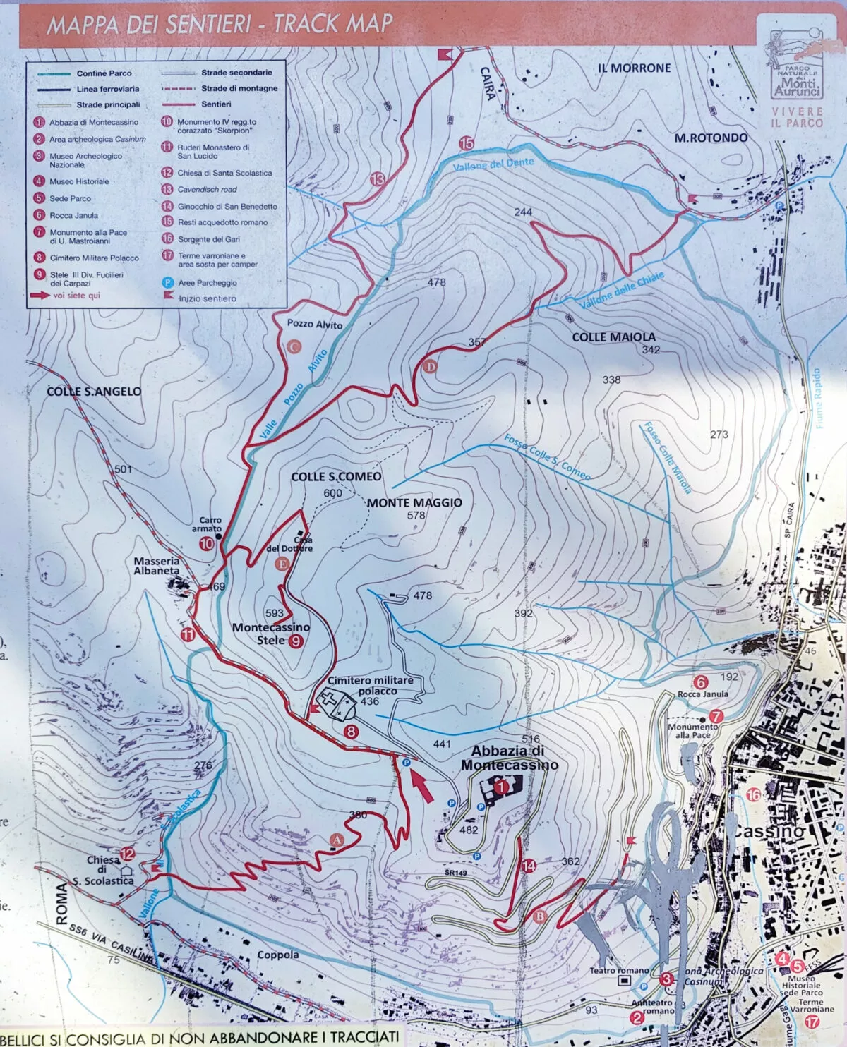 Mapa terenu Monte Cassino