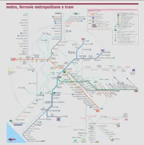 Metro Rzym - Rzym komunikacja miejska 1 Rzym, mapa linii szynowych: metro, tramwaje, trolejbusy, kolej