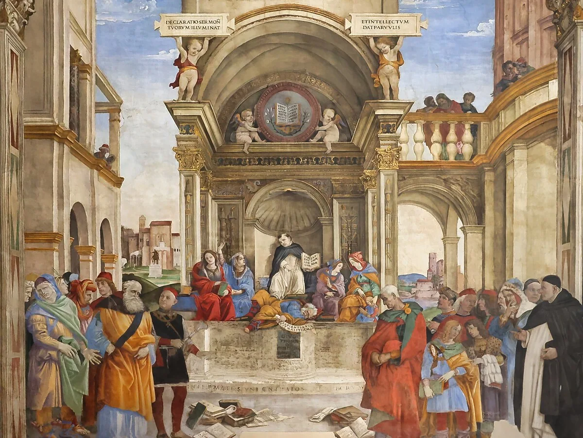 Bazylika Santa Maria sopra Minerva 6 Santa Maria sopra Minerva - Kaplica Carafa, Triumf św. Tomasza z Akwinu (Filippino Lippi)