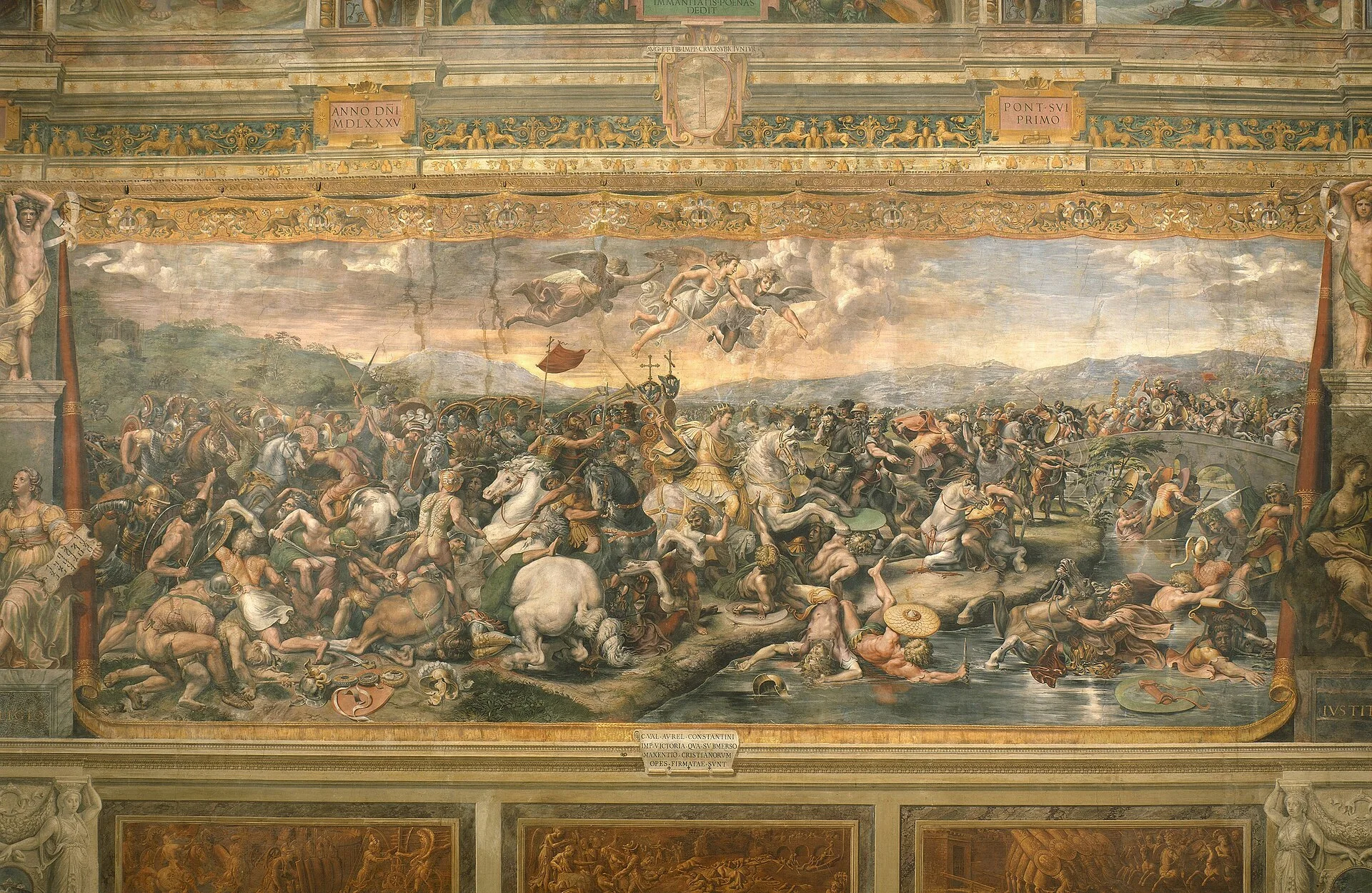 Bitwa przy Moście Mulwijskim, fresk z warsztatu Rafaela (Giulio Romano), Sala di Costantino w Watykanie
