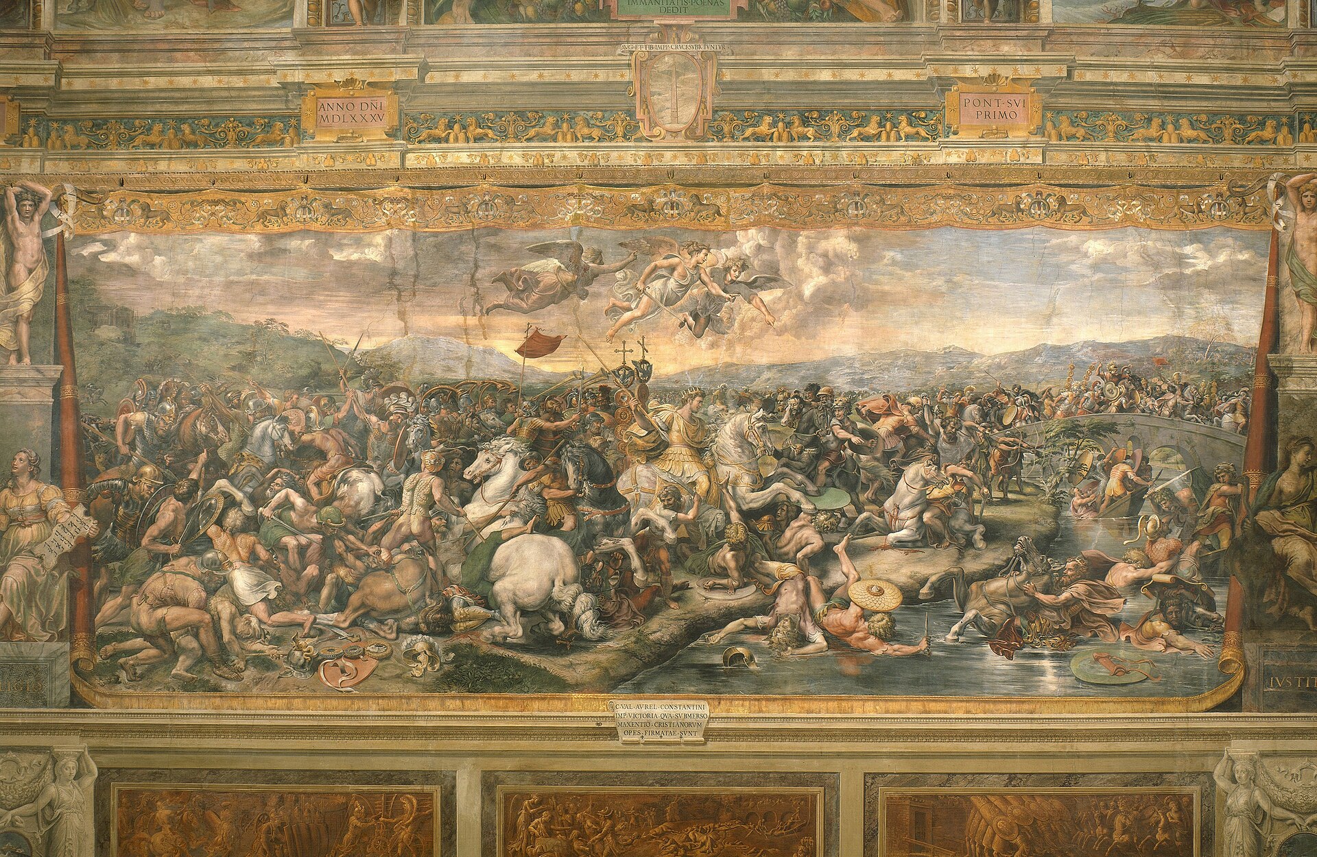 Bitwa przy Moście Mulwijskim, fresk z warsztatu Rafaela (Giulio Romano), Sala di Costantino w Watykanie