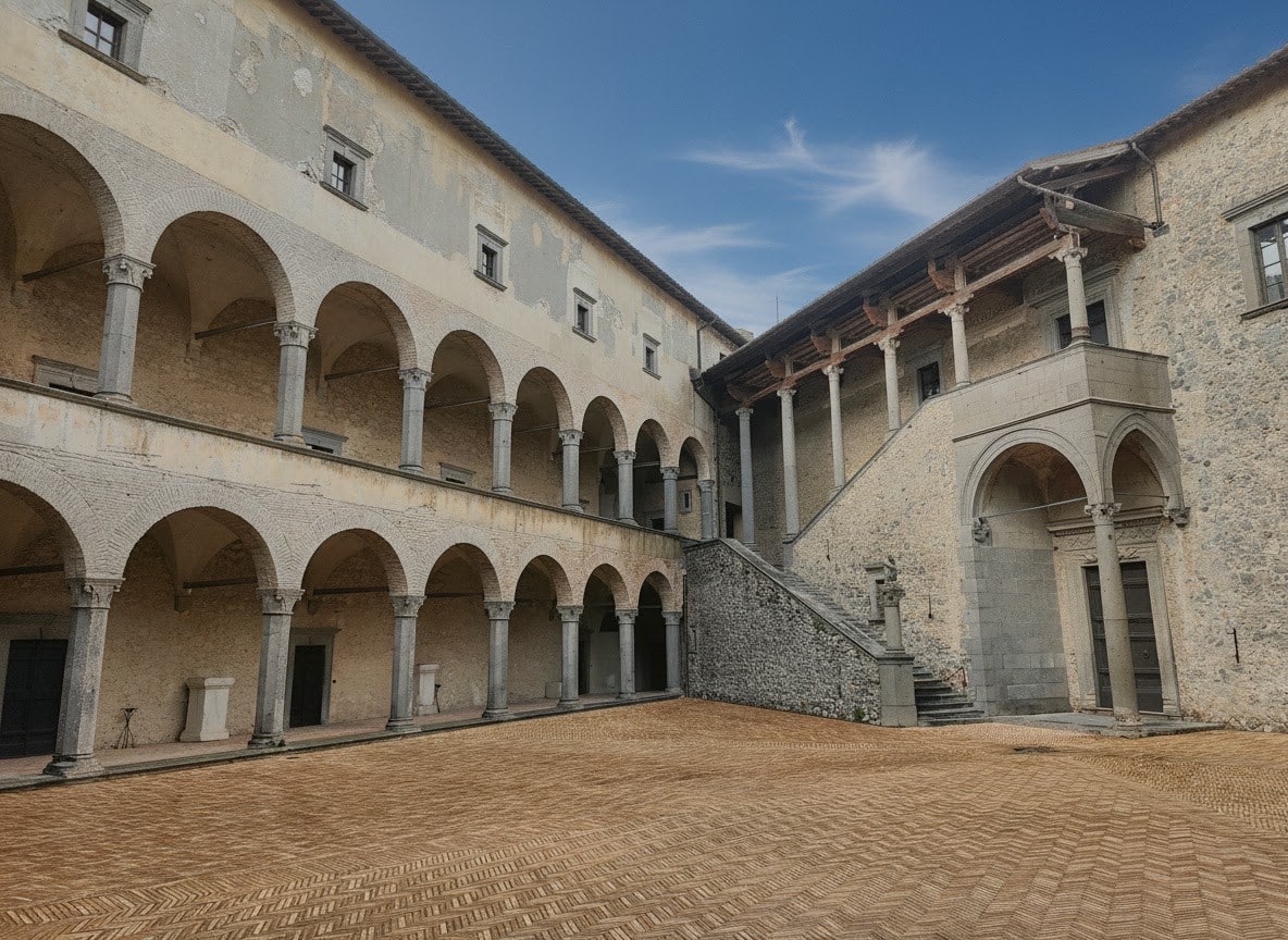 Bracciano - jezioro i zamek 2 Dziedziniec zamku Bracciano