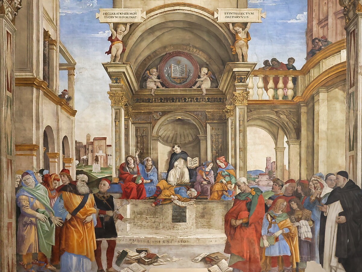 Bazylika Santa Maria sopra Minerva 6 Santa Maria sopra Minerva - Kaplica Carafa, Triumf św. Tomasza z Akwinu (Filippino Lippi)