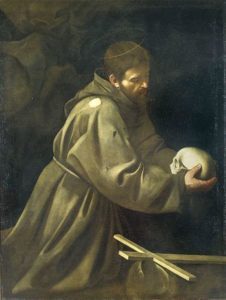 Caravaggio - Święty Franciszek medytujący